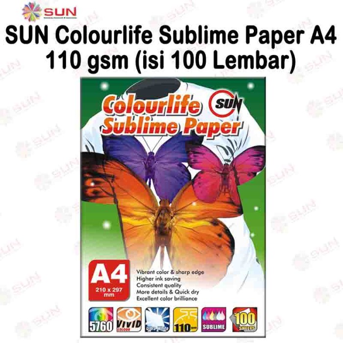 

(BISA COD) Kertas Sublim Transfer Paper - Colourlife Sublime Paper A4 100 Lembar