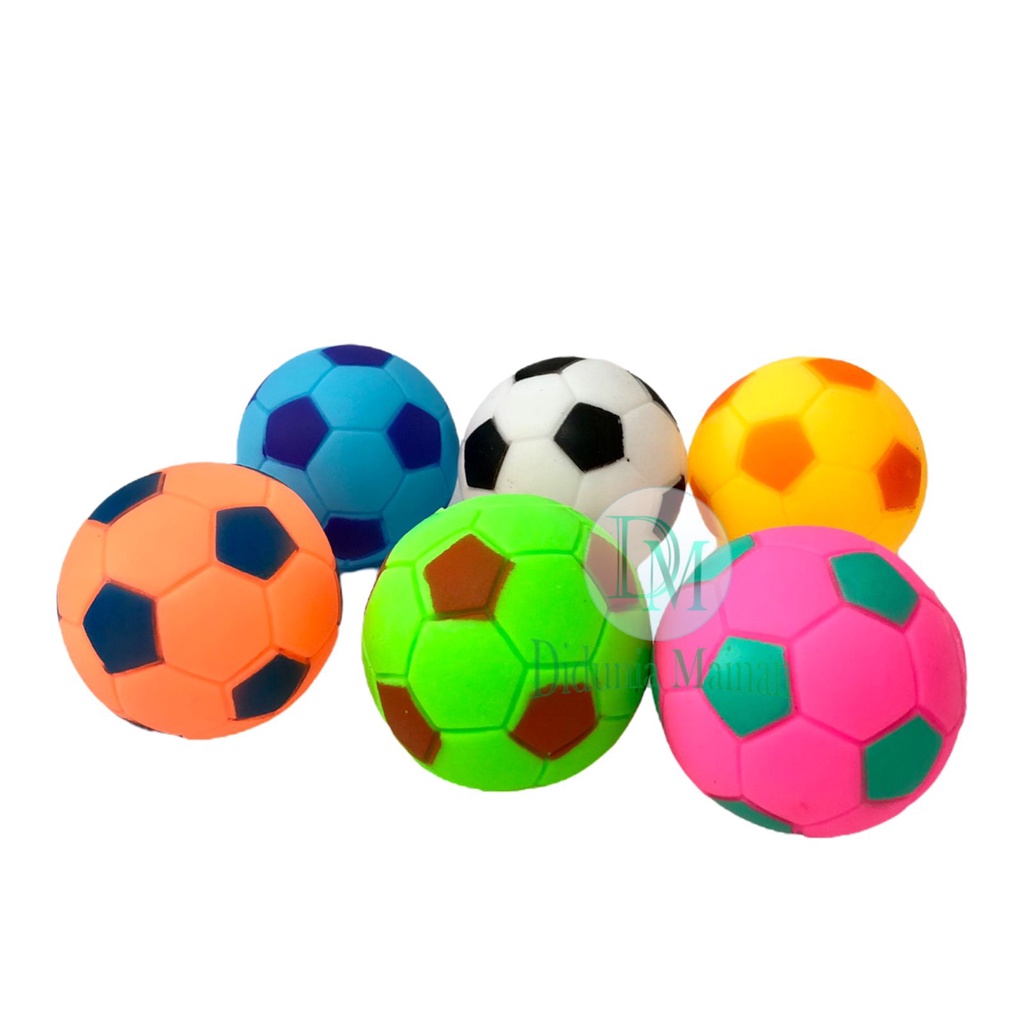 mainan anak laki laki perempuan bola karet mini pencet bunyi warna warni 6 pcs