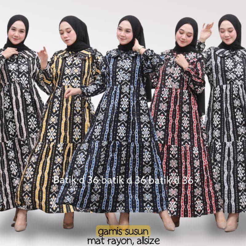 Gamis Wanita Susun Kembang Tenun ibu ibu kekinian Batik Halus Santai