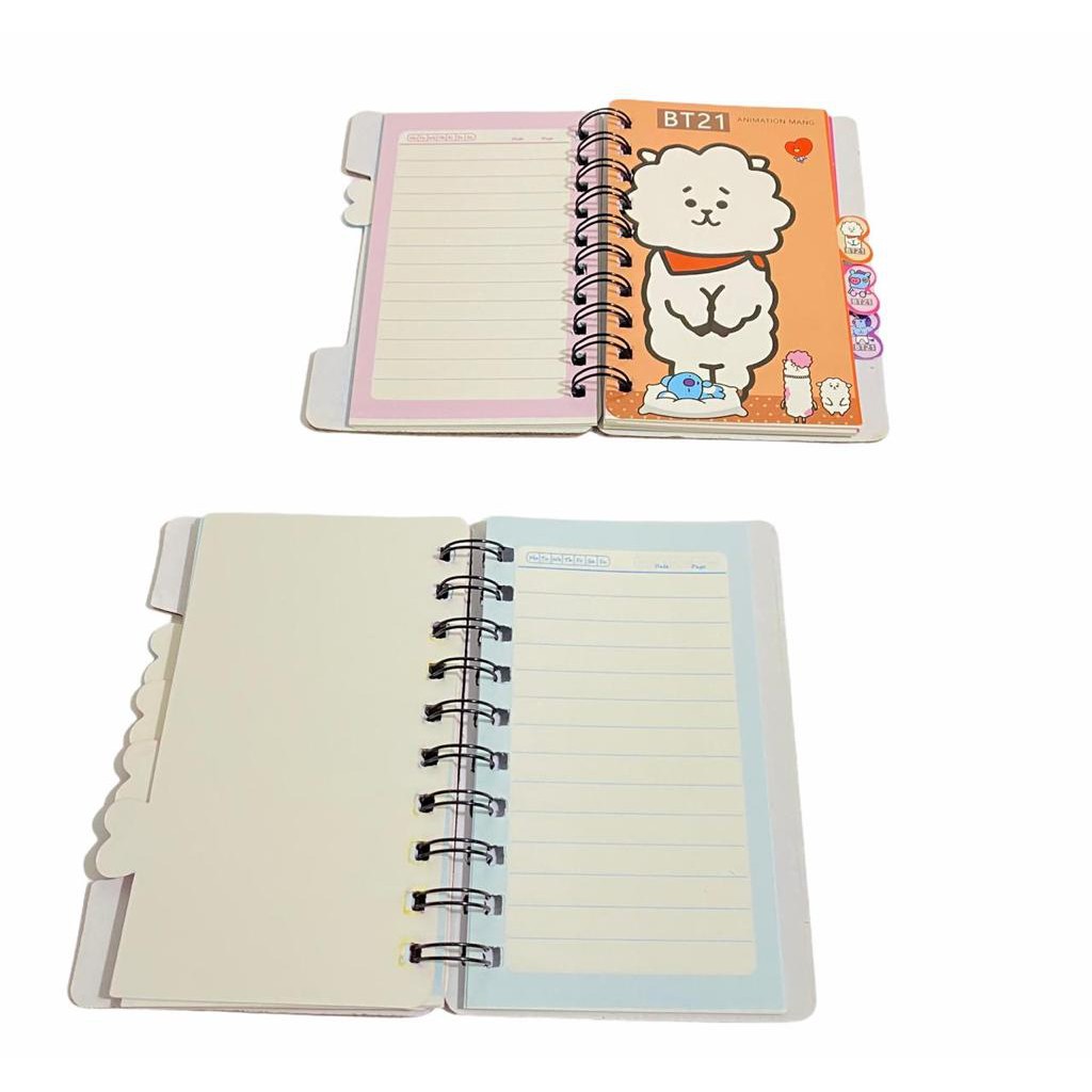 BUKU NOTES SPIRAL SET A7 BT21 BLUE PARIS PINK LOL PURPLE