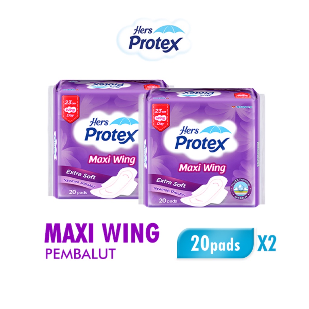 Hers Protex Softcare Pembalut Wanita Wing Bag Isi 20 Pcs x2