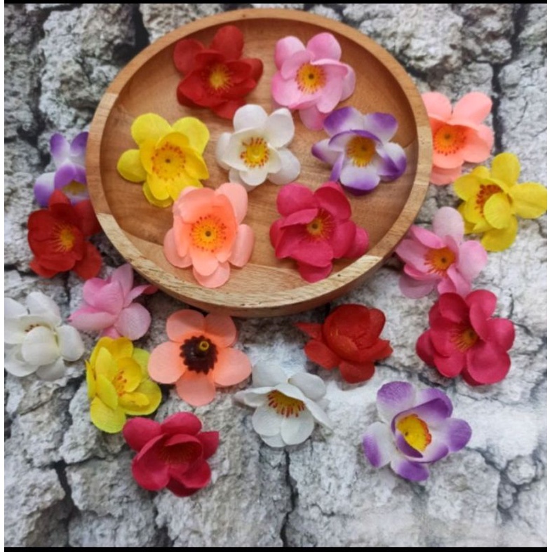 Hiasan Mahar Tanpa Tangkai Sakura Mekar Polos Gradasi Kuntum Rustik Ecer Bunga Hias Plastik Sakura G
