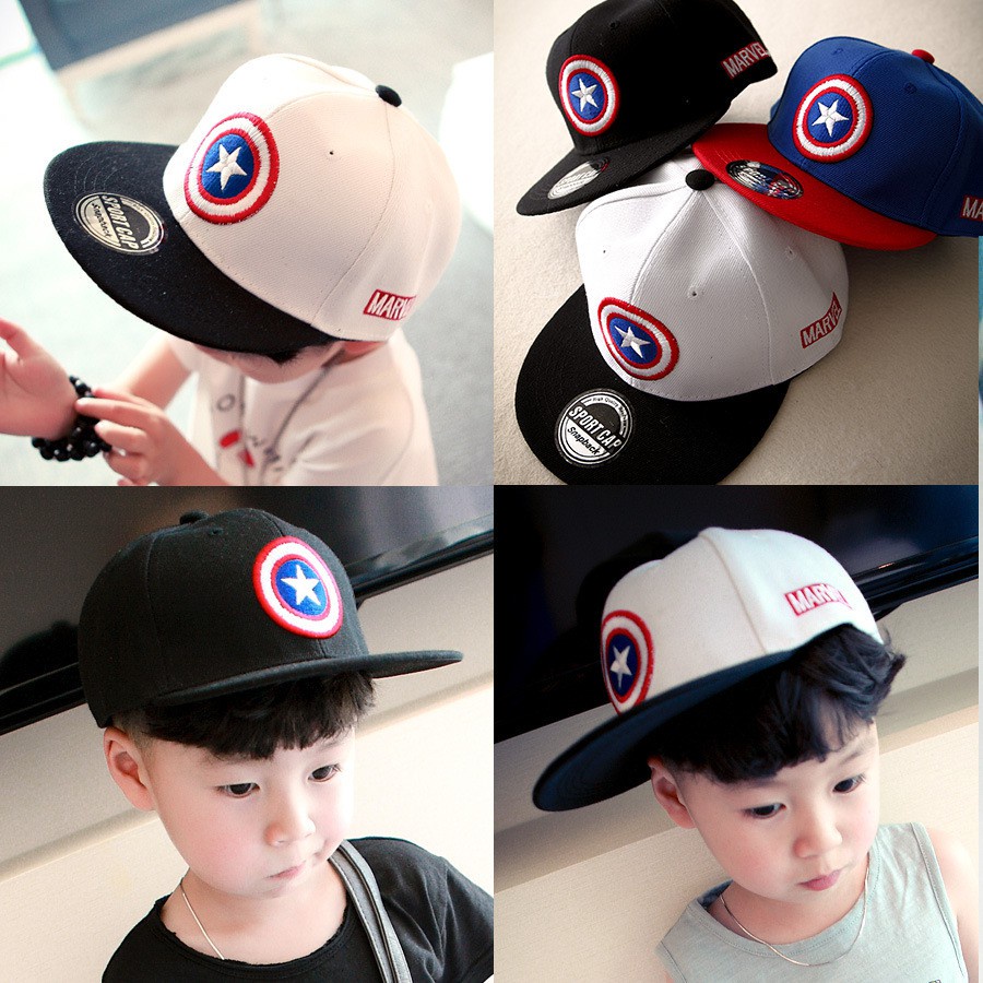 Topi Baseball Motif Captain America Bahan Katun Gaya Hip Hop Untuk Anak Laki-Laki Dan Perempuan