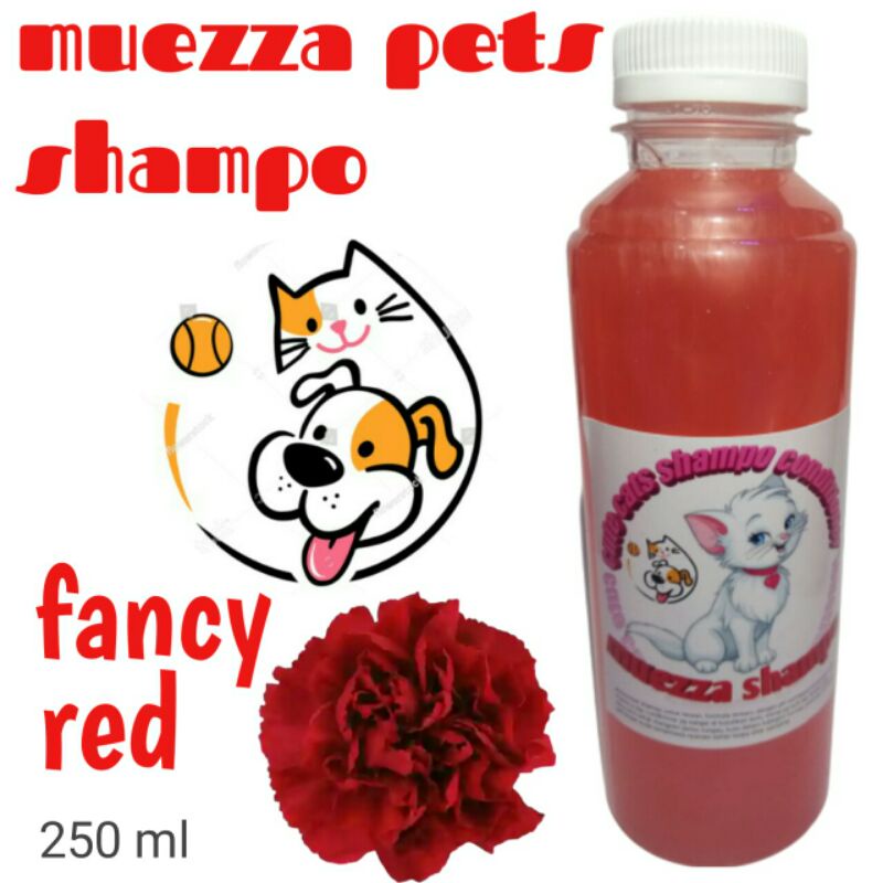 ‌shampo hewan fancy red sampo ukuran 250 ml untuk kucing anjing sampoo muezza anti kutu jamur tick and flea rontok Angora anggora sampho  mixdome bengal murah terlaris natural obat.