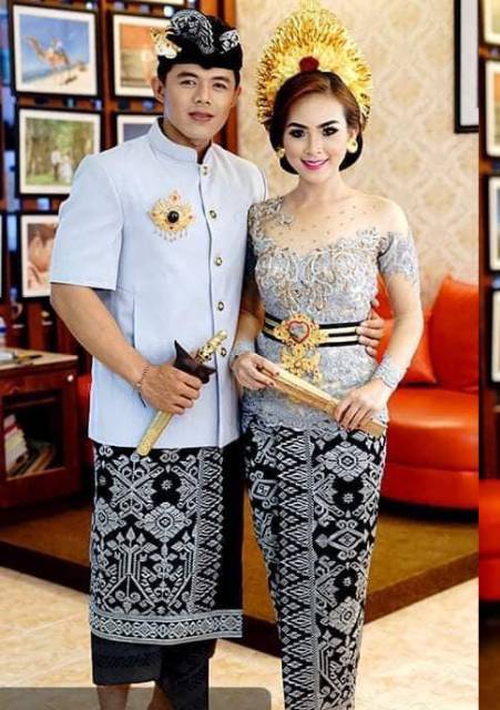 Set Couple Songket Bordir Bali Premium |adat bali kamen saput udeng