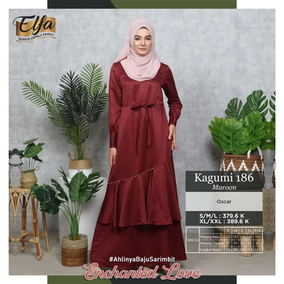 PROMO GAMIS ETHICA KAGUMI 186 MAROON PAKAIAN WANITA