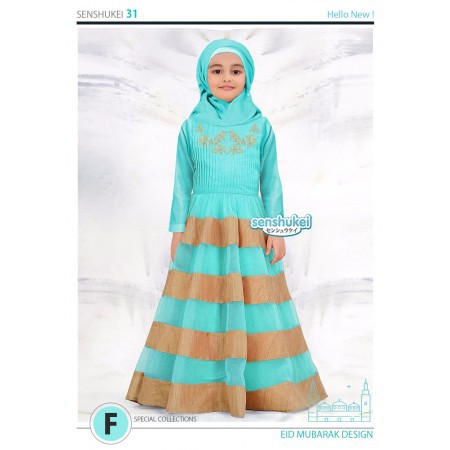 Busana Muslim Anak Remaja Gamis Hijau Tosca Include Hijab Pakaian Anak Muslim Branded Impor Shopee Indonesia