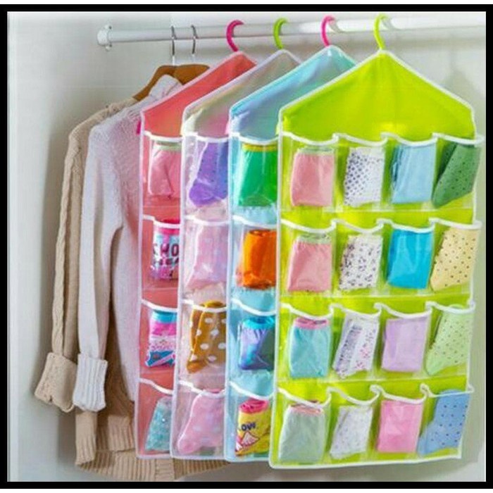 ~ PIYOSHI08 ~ Storage Gantung 16 Saku Hanging Pouch Organizer 16 Sekat Serbaguna Murah PR37