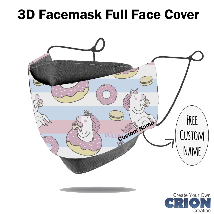 Crion - Masker 3d Anak Full Face Cover Unicorn Series- Antibacterial