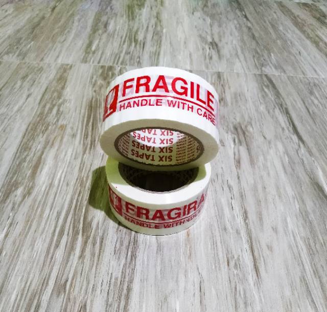 LAKBAN FRAGILE PUTIH / JANGAN DIBANTING SIZE 48MM x 80M