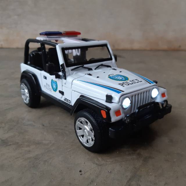 Diecast Jeep Wrangler Police Alloy - Miniatur Mobil Polisi Metal