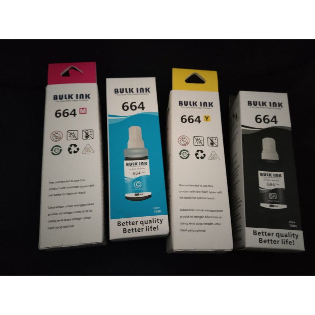 Tinta Bulk ink 664 / Tinta / Tinta Printer / Tinta Epson / Tinta Epson 664 Support Printer : L100.L110.L120.L200.L210.L220.L300.L310.L350.L355.L360.L365.L550.L555.L565.L655.L1300 NET VOL 70ML