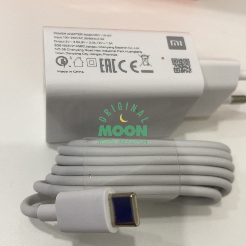 CHARGER MDY-10-EF 18W KABEL TYPE C FAST CHARGING original 100 FOR XIAOMI REDMI 8 / REDMI 9 / REDMI 10A / REDMI 10 / REDMI NOTE 8 / REDMI NOTE 9