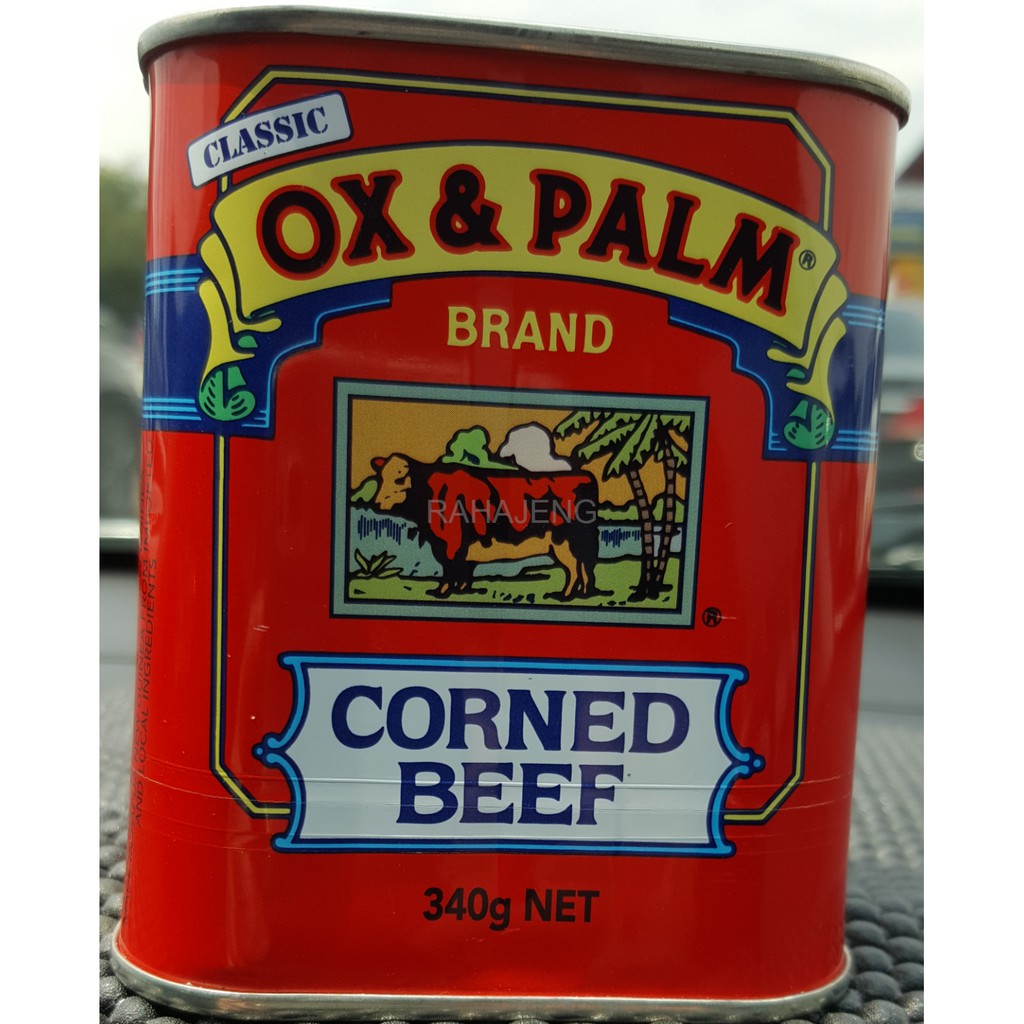 

CORNED BEEF OX & PALM 340g net /daging sapi/instan food