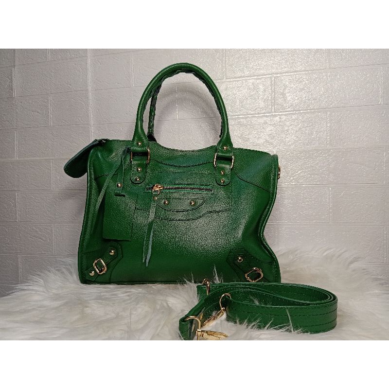 BALENCIAGA Tas Wanita Papirut Kulit Sapi Asli Garut Doble Tali