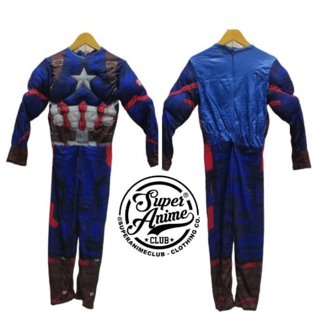Kostum Otot Captain America Anak Import Busa Superhero Cosplay Ultah Import Costume Ulang Tahun