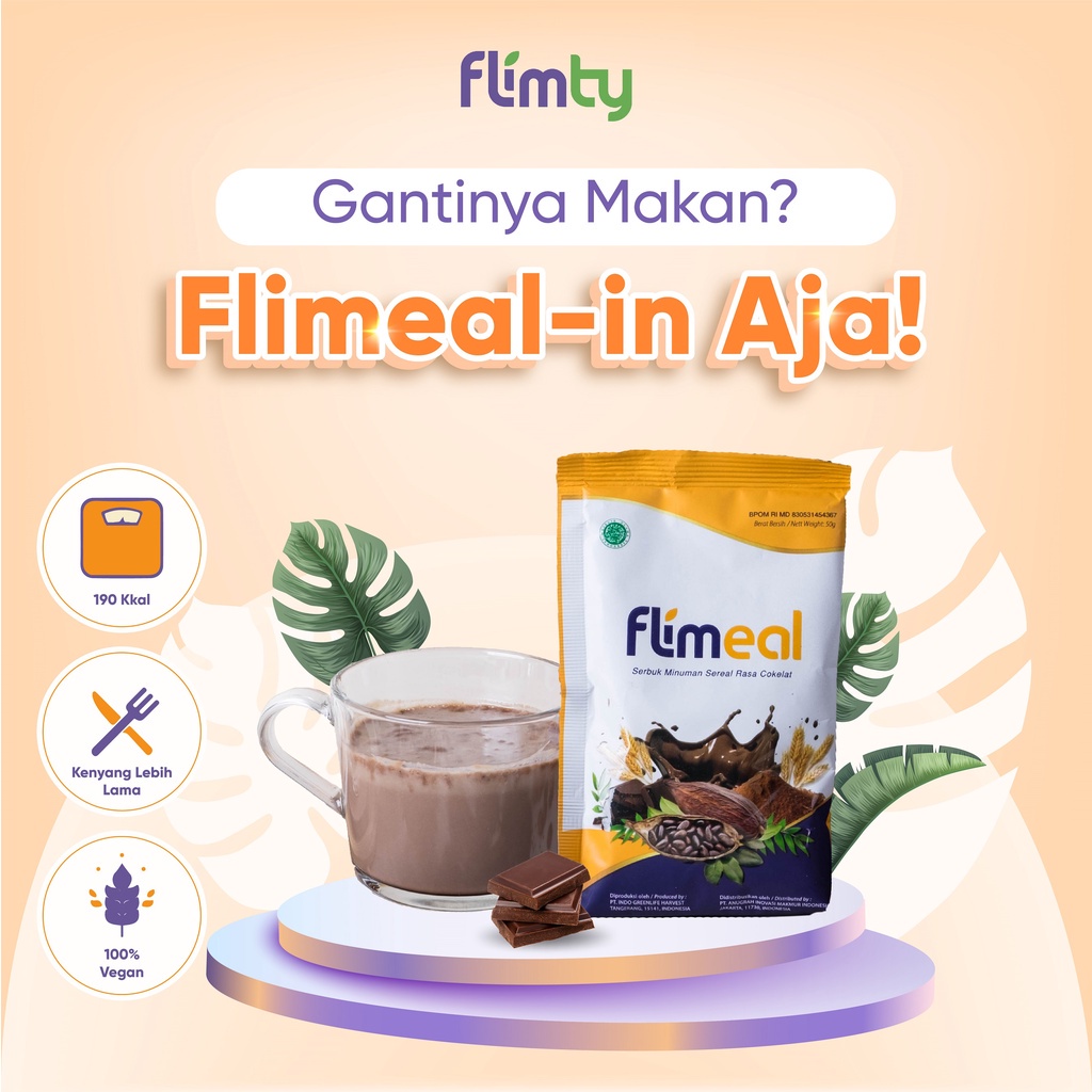 Flimeal 1 sachet Percobaan Meal Replacement Flimty Fiber Susu Diet Coklat Pelangsing Penurun berat badan Pengganti Makan Malam