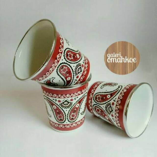 Gelas mug tumblr enamel motif batik