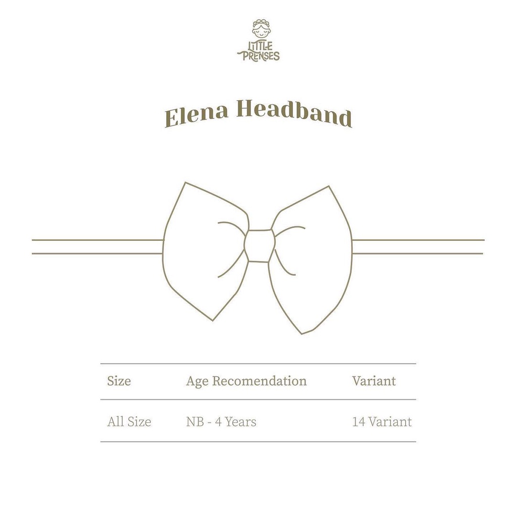 Little Prenses Elena Headband - Headband Bayi / Bando Bayi / Bandana Bayi Perempuan (NB-4 tahun)