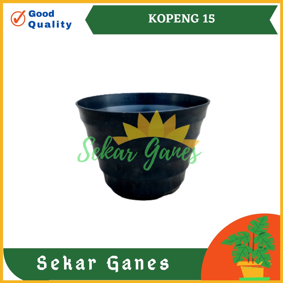 POT BUNGA KOPENG 15 HITAM 14.5CM BY GARDEN OF LOVE POT PLASTIK MURAH LUCU Pot bkn Hitam 15 cm Murah