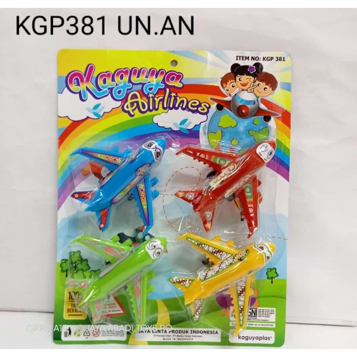 KGP 381 - Mainan Pesawat Terbang Kaguya Airlines isi 4 PC mesin Pullback KGP381