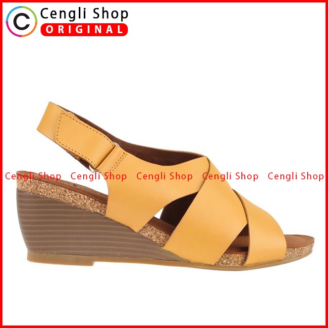 SANDAL WEDGES KULIT HUSH PUPPIES WANITA ORIGINAL SLINGBACK KUNING HW36