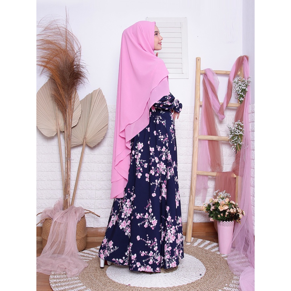sakura gamis set khimar (Z4L5) Gratis Ongkir Busui Friendly Moscrepe Syari Import Crinkle X8V7 Gamis