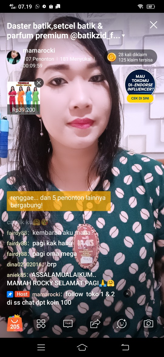 Gamis Lengan Panjang Kancing Depan Batik Pekalongan