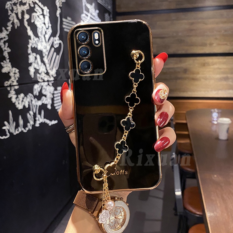 Casing Silikon OPPO A95 A15S A12E A54 A16 A15 A74 A94 A53 A3S A5S A7 A12 A52 A92 A55 Reno 5F 4F Motif Daun Clover