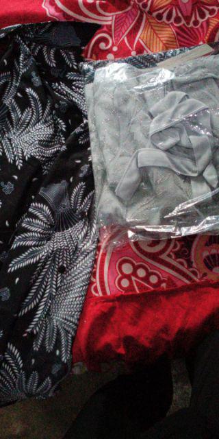 Zola_batik Batik Couple Brokat Tile Selendang Nuna Silver Azzura High Quality
