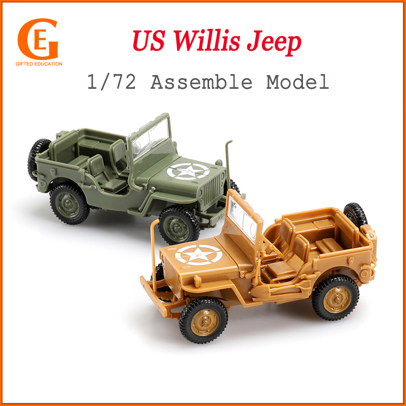 Miniatur Mobil Jeep WW2 US Willys Skala 1 / 48 Untuk Koleksi