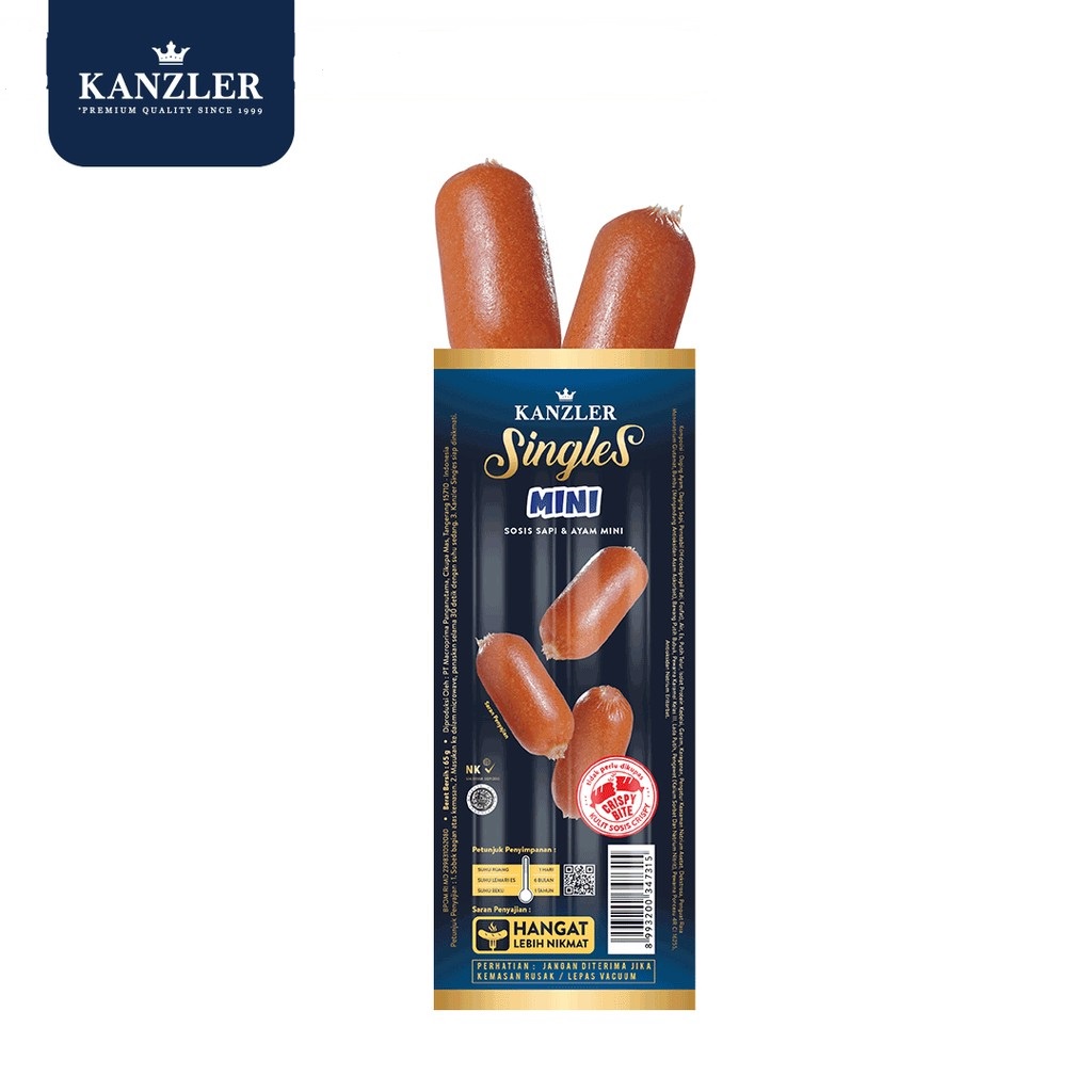 SAUSAGE SINGLES MINI KANZLER 65GR SOSIS SINGEL CRISPY SKIN HALAL