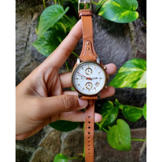 PRELOVED PL JAM WATCH FOSSIL BOYFRIEND BOY FRIEND BF STRAP BROWN TWO TONE