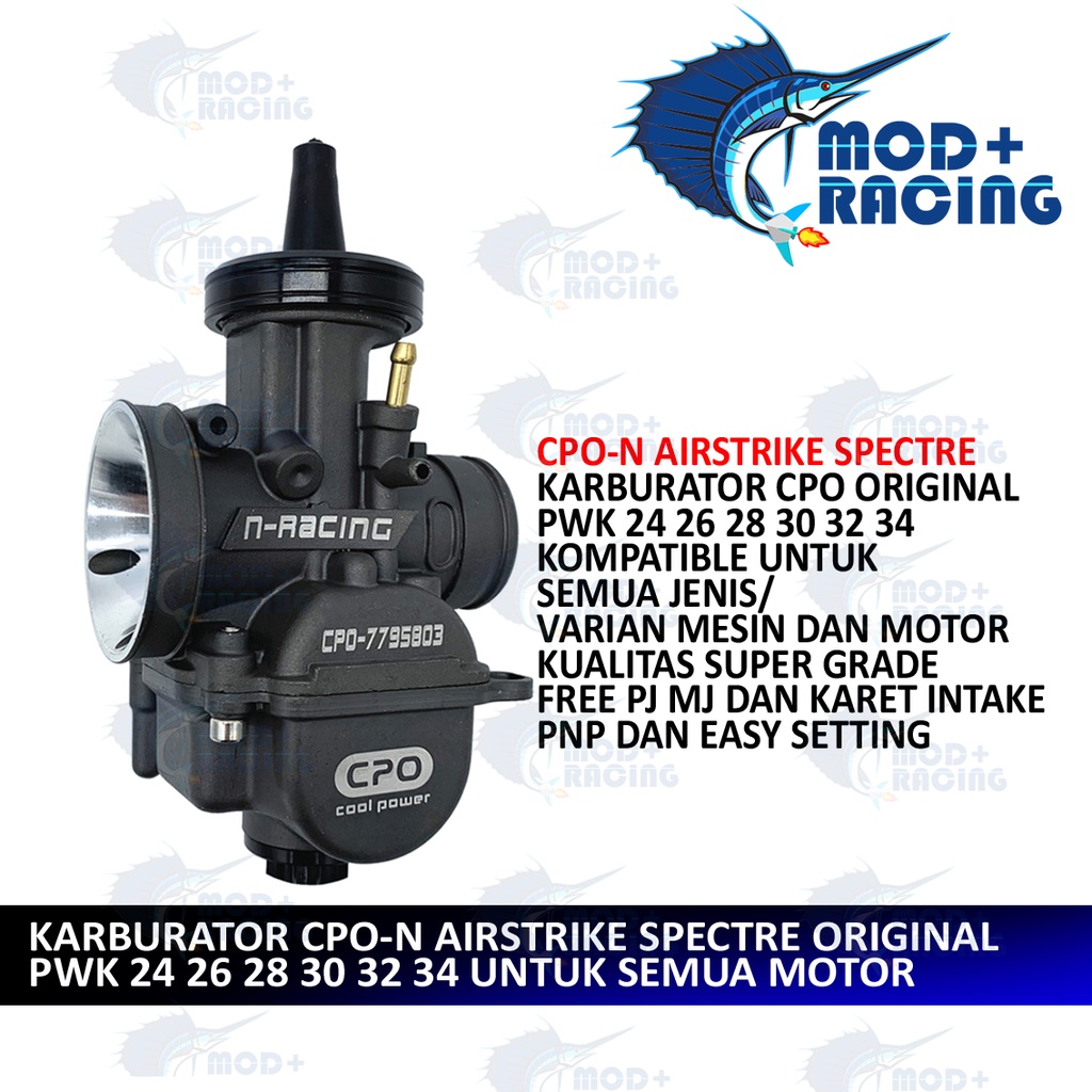 (COD) KARBURATOR ORIGINAL CPO N CPO-N PWK 24 26 28 30 32 34 AIRSTRIKE BLACK SPECTRE SERIES BS / CARB