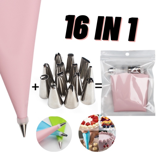 SPUIT PIPING BAG SET SILICONE LENGKAP ICING SUGAR BAKING STUFF PIPING BAG BUTTER CREAM DEKORASI KUE SILICONE SATU SET 8 IN 1 SET 16 IN 1 SET 50 IN 1 SILICONE