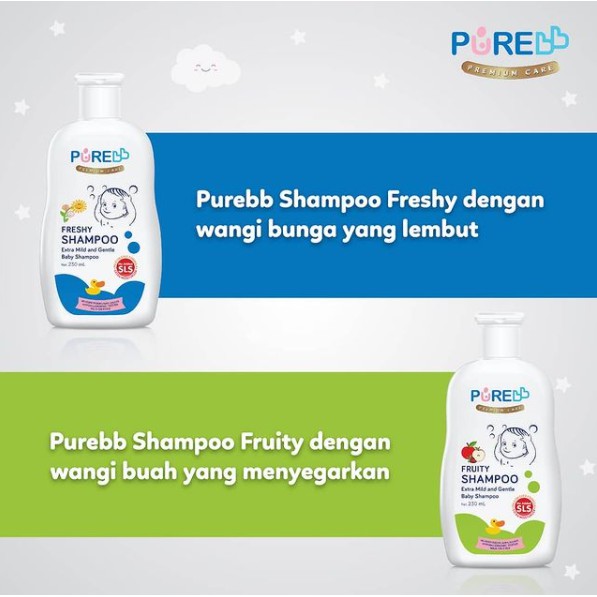 Pure Baby bb Shampoo 230ML Freshy dan Fruity / Pure Baby Shampoo Anak dan Bayi Sampo / Botol