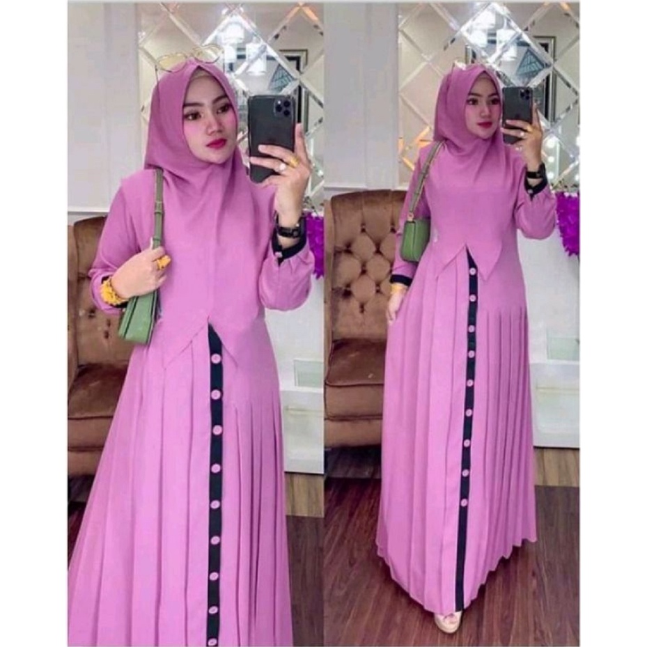 Gamis busui  elisa wanita muslim polos jersey lemonskin elisia dress