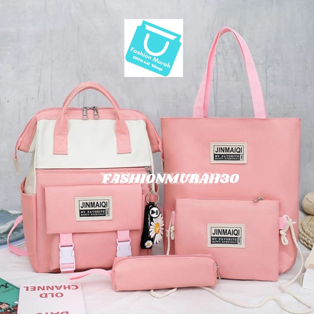 Tas Ransel 4 in 1 Limited Edition Tas Sekolah Backpack Wanita Tas Satu SET - BISA PILIH WARNA