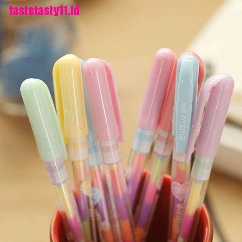 【TTID】2pc Cute Highlighter Pen Marker Stationary Point Pen Ballpen 6 Color