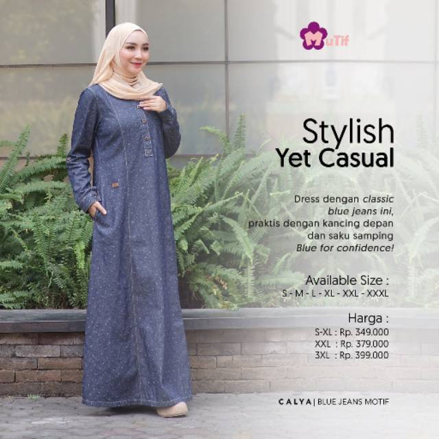 Gamis Denim MUTIF CALYA || Gamis Mutif Original