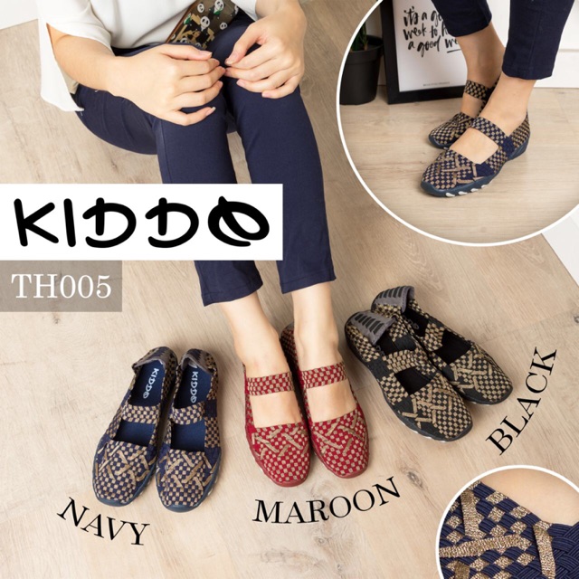 kiddo th005 New sole ORI sepatu wanita  rajut flat slip on