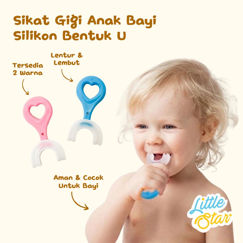 Sikat Gigi Silikon Anak Bayi Bentuk U Bahan Karet Lentur Halus Lembut Kualitas Import Murah Training Toothbrush Baby Silicone Type U