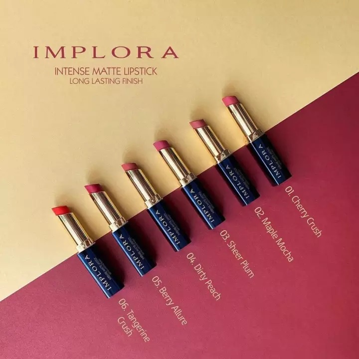 [ 1Kg= 65Pcs ]  LIPSTIK MODEL PUTAR IMPLORA IMPLORA INTENSE LONGLASTING MATTE FINISH (BPOM)