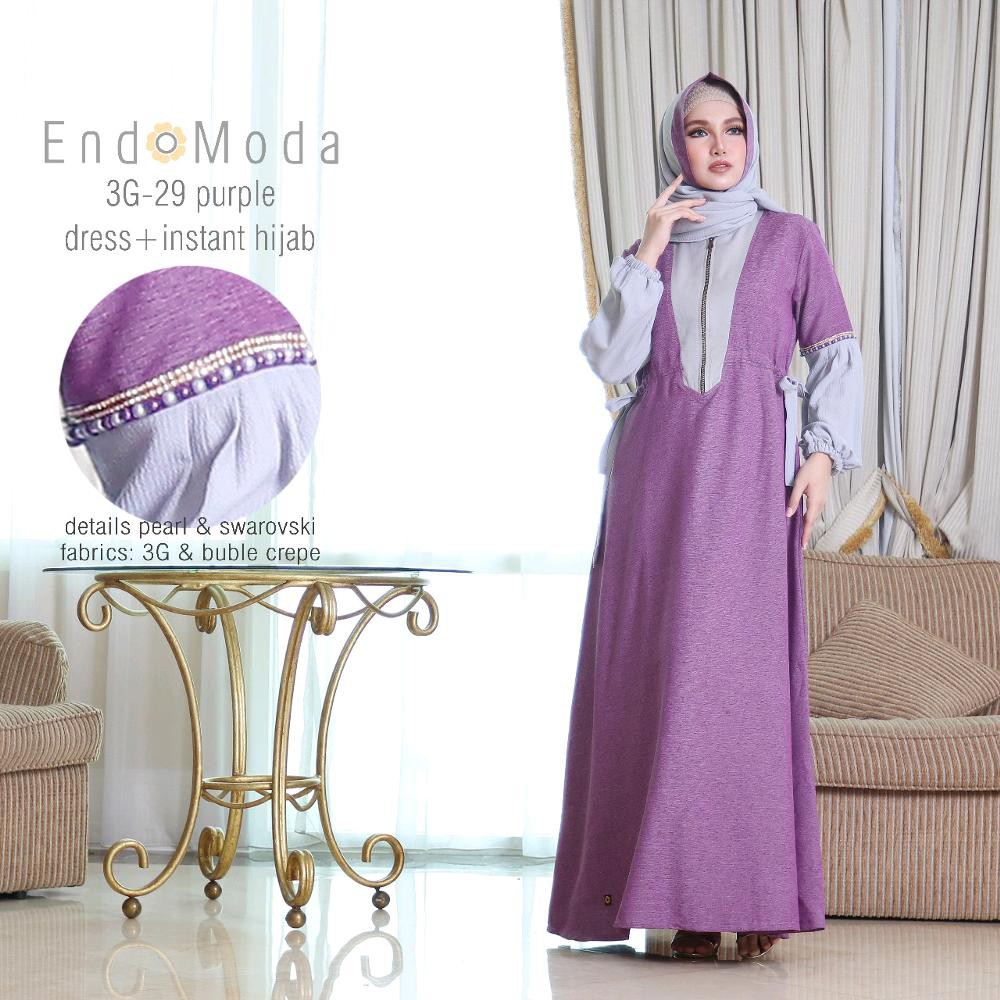 EndoModa 3G29 Dress Wanita Hijab Terbaru Baju Muslim Panjang Gamis