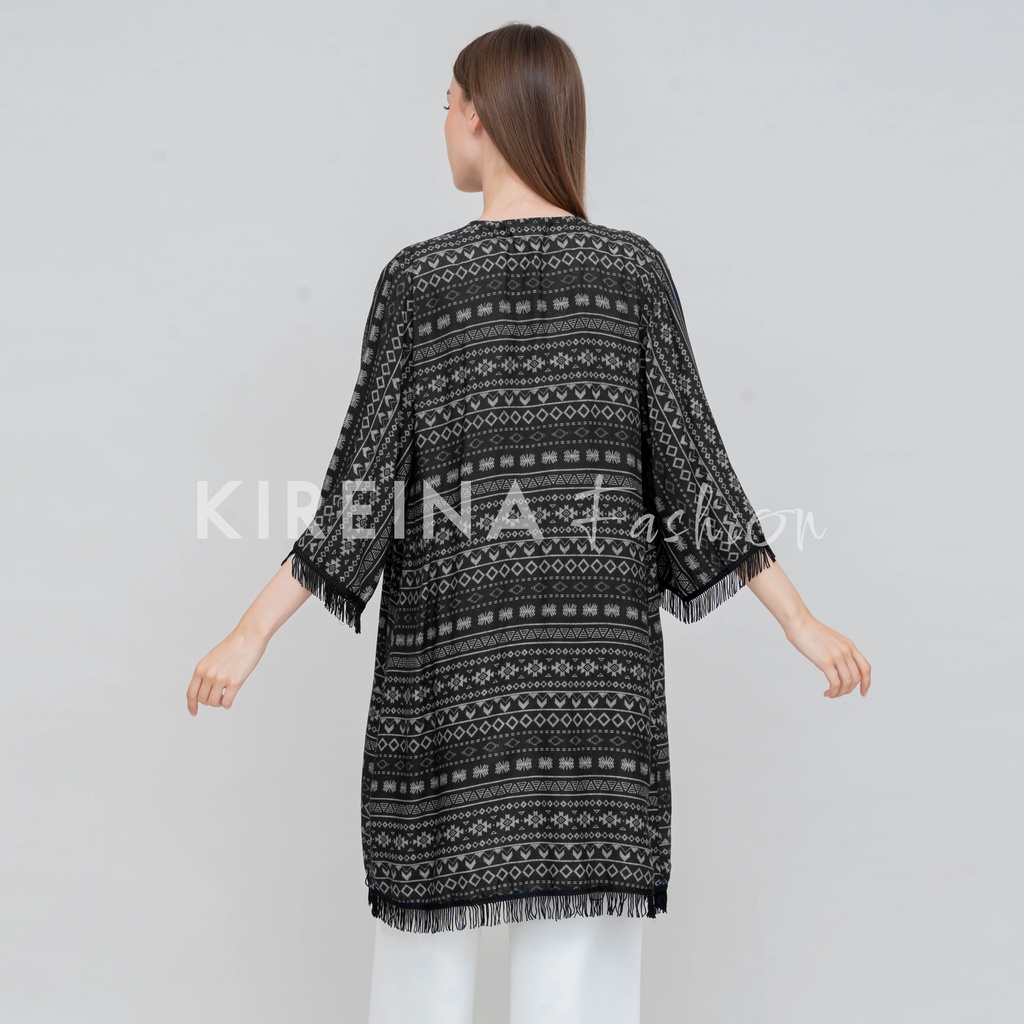 Cardigan Rumbai Wanita Cardigan Panjang Bohemian Outer Etnik Wanita | Kireina Fashion