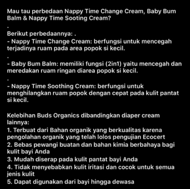 Buds Nappy Time Change cream 75 ml - Krim ruam Popok