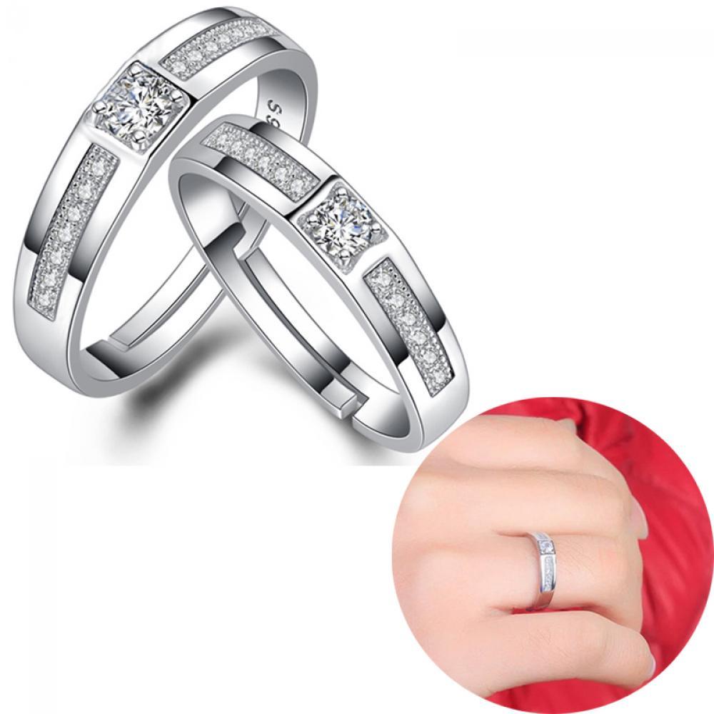 Preva Cincin Jari Wanita Pria Fashion Pembukaan Adjustable Lapis Perak Kristal