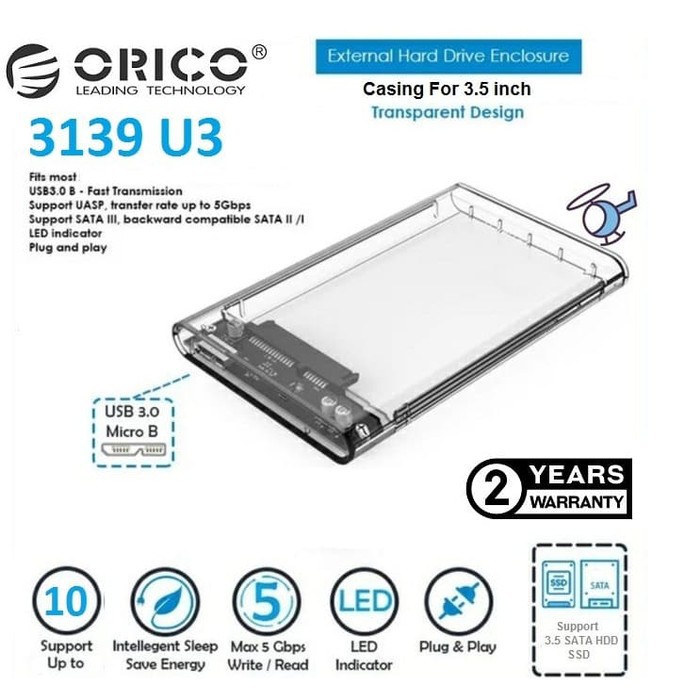 ORICO 3139U3 USB 3.0 Casing Harddisk 3,5inch Sata