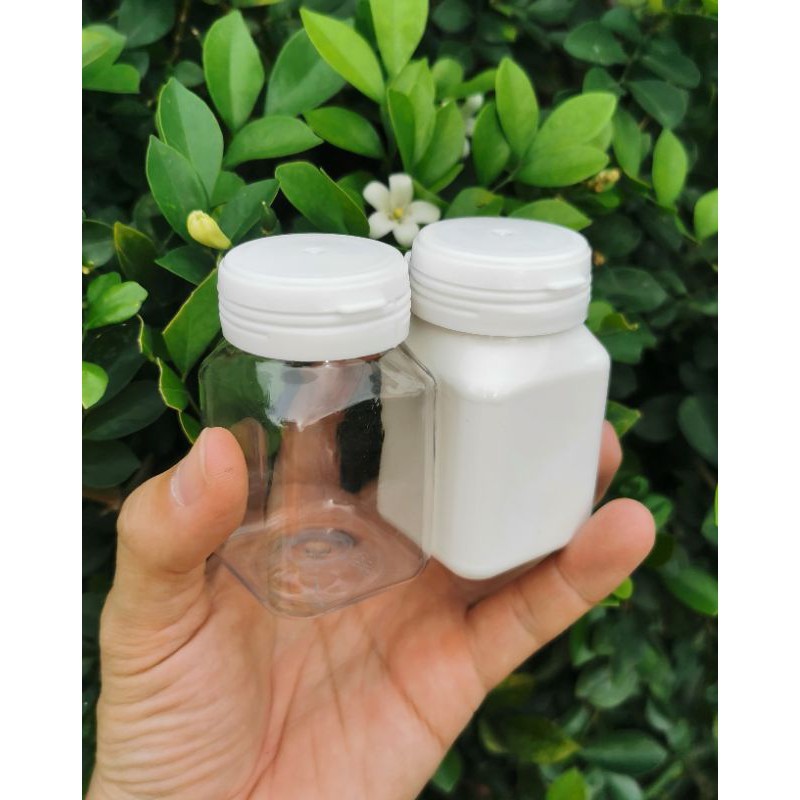 Botol PET plastik BULAT KOTAK 30 dan 60 herbal kapsul Vitamin obat tablet putih 60 ml 60ml 120 PET