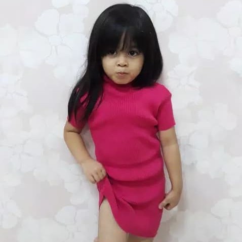 DRESS RAJUT ANAK PEREMPUAN 4-6th tangan pendek turtleNeck